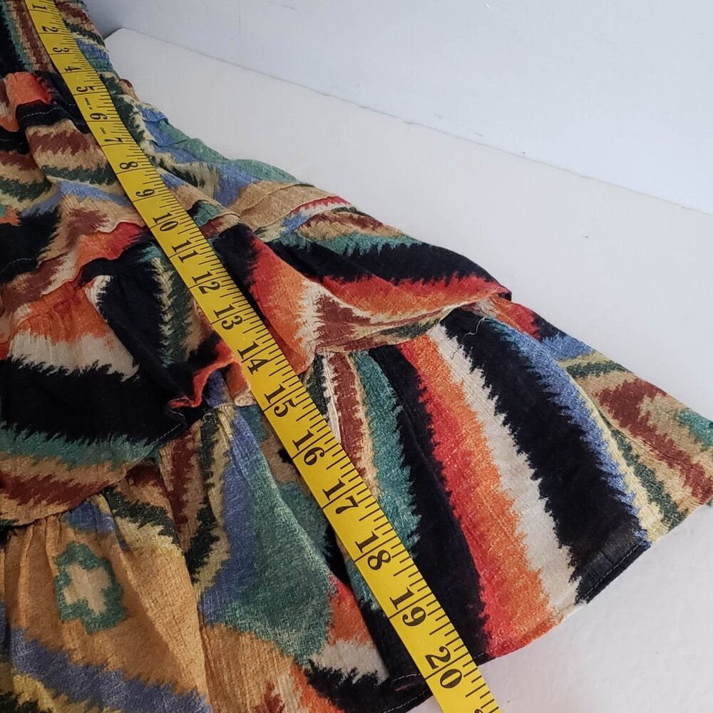 SOLD - Sz 6 RALPH LAUREN Aztec Skirt Western Southwestern Layered Tiered Ruffle - Picture 3 of 10